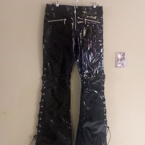Black PVC Boot Cut Pants